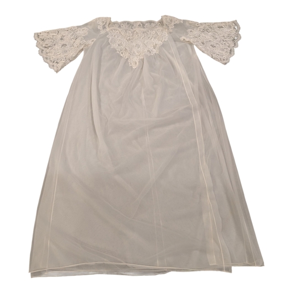 Vtg 50s-60s Henson Kickernick White Sheer Nightgown w/Front Snap Closure - Sz 32 - Picture 1 of 8